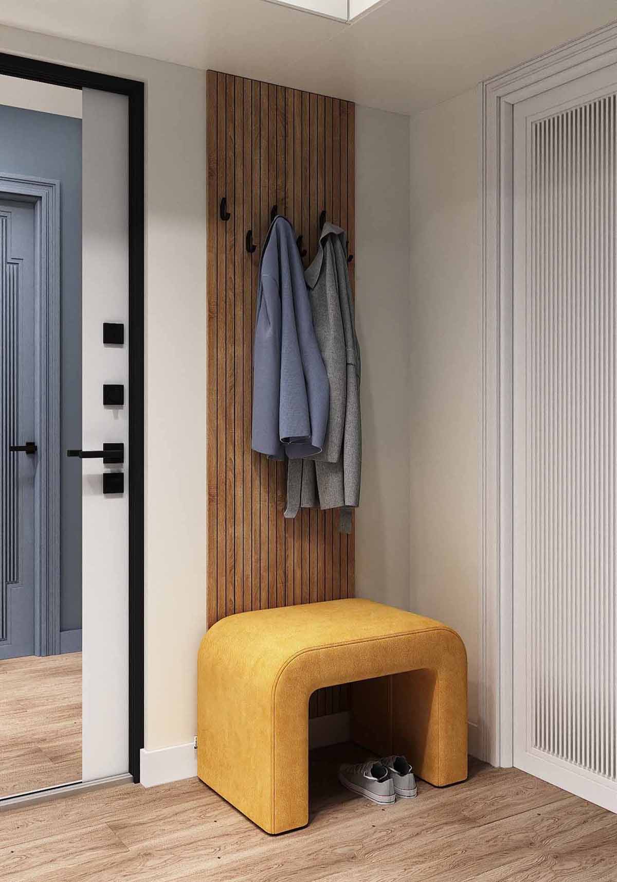 entrée avec banc petit appartement 54m2 pour 4 entrée avec banc petit appartement 54m2 pour 4