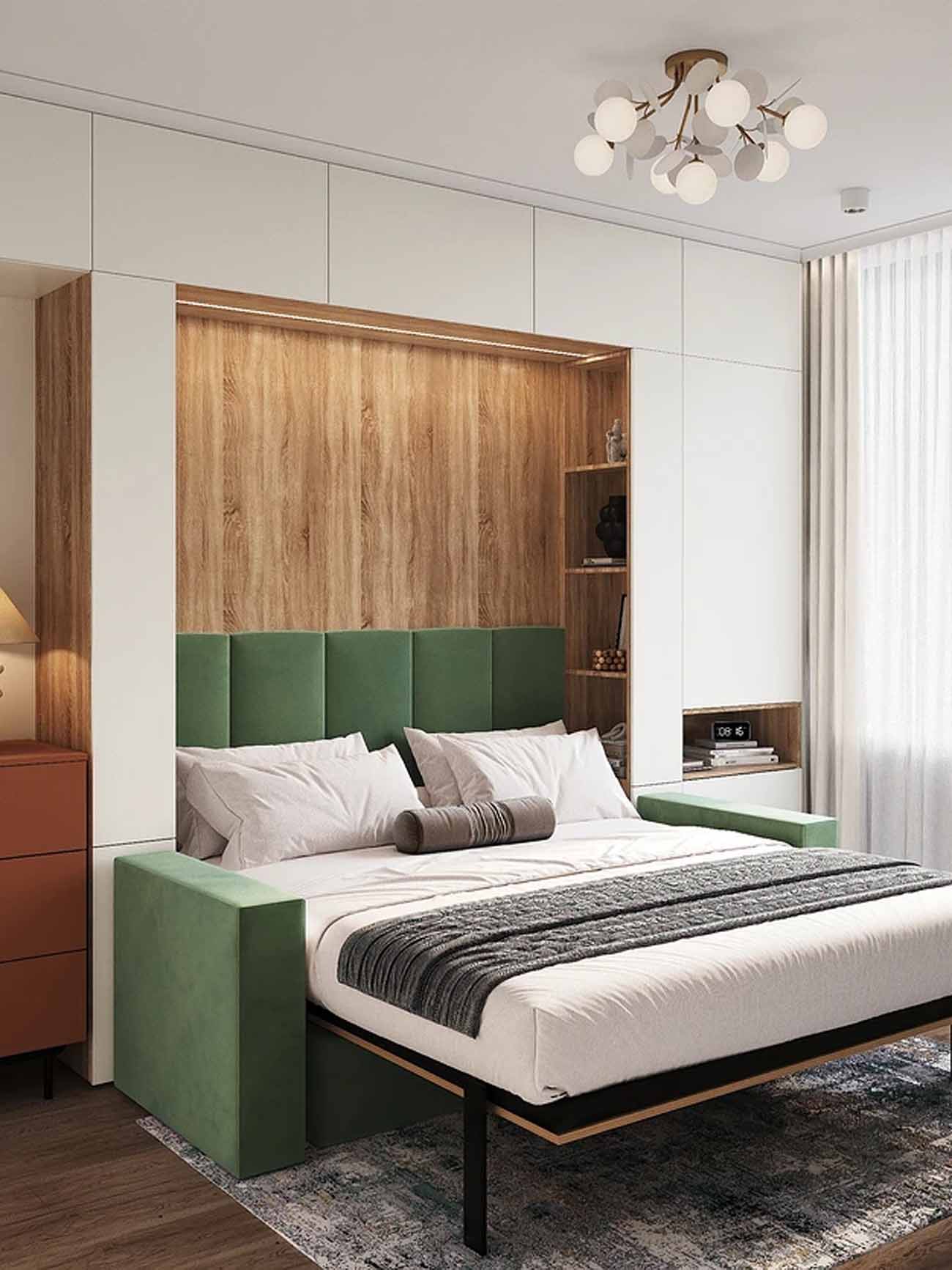 chambre avec lit escamotable armoire décoration contemporaine petit appartement 54m2 pour 4 chambre avec lit escamotable armoire décoration contemporaine petit appartement 54m2 pour 4