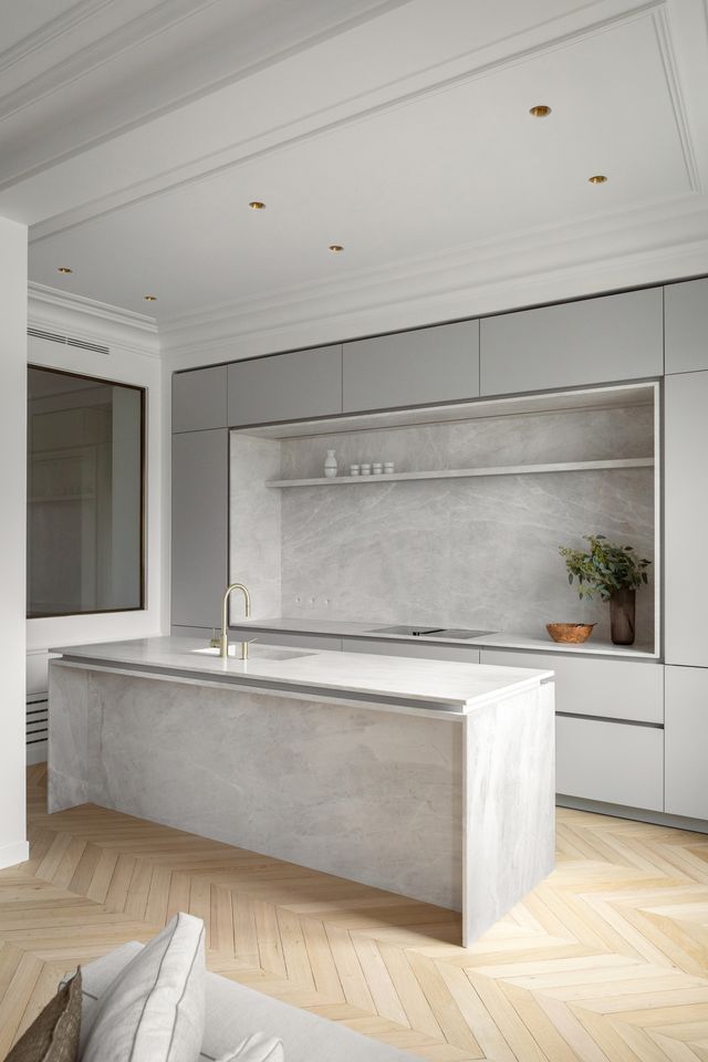 cuisine ouverte design appartement Paris décoration contemporaine par Elodie Sierocki photo : © bcdf studio