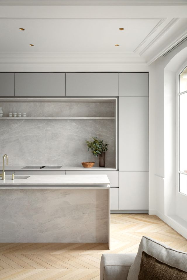 cuisine ouverte design appartement Paris décoration contemporaine par Elodie Sierocki photo : © bcdf studio