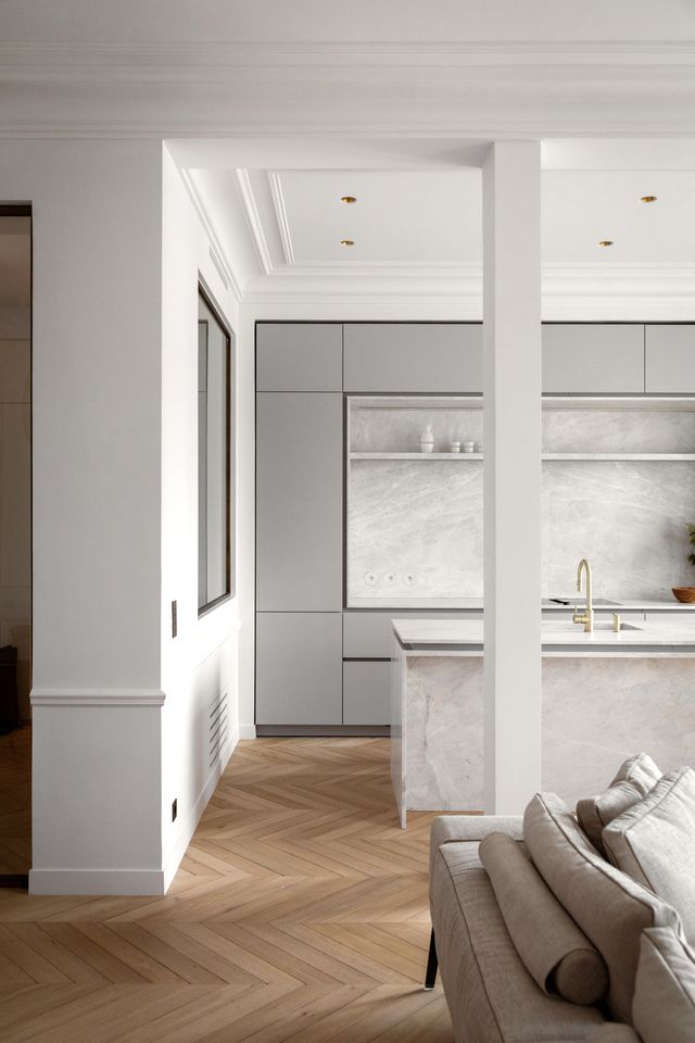 cuisine ouverte design appartement Paris décoration contemporaine par Elodie Sierocki photo : © bcdf studio