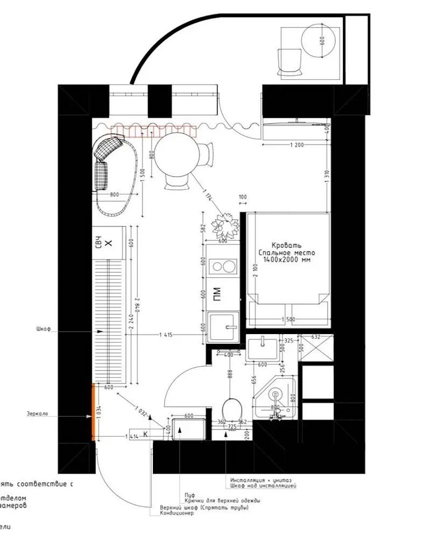 plan studio 24m2 plan studio 24m2