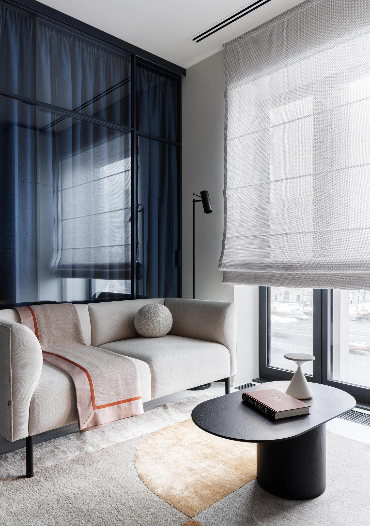 salon et chambre verrière appartement design 33m2