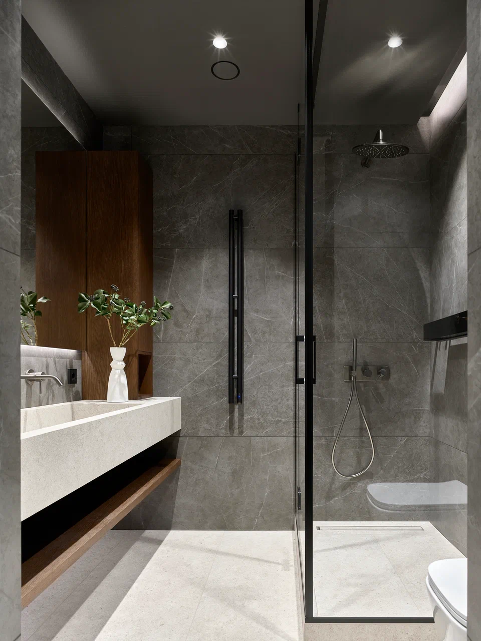 salle de bain grise et bois salle de bain grise et bois