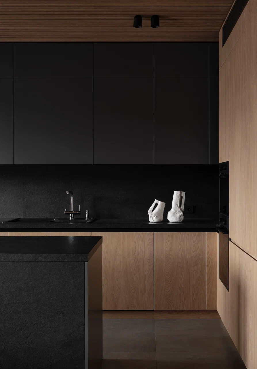 cuisine ouverte bois appartement décoration design style Japandi cuisine ouverte bois appartement décoration design style Japandi
