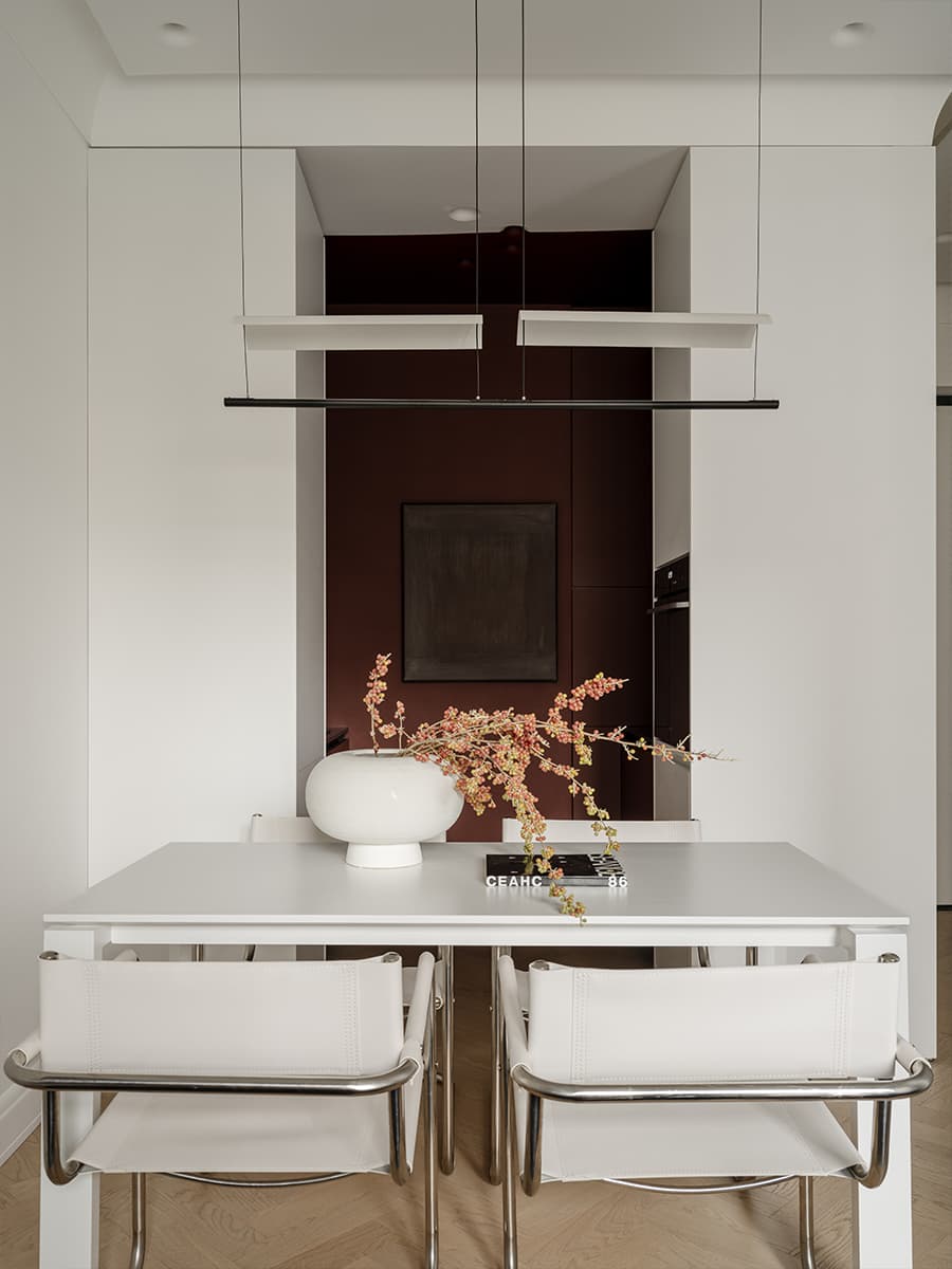 petite cuisine terracotta et salle à manger deux-pièces 35m2 décoration design