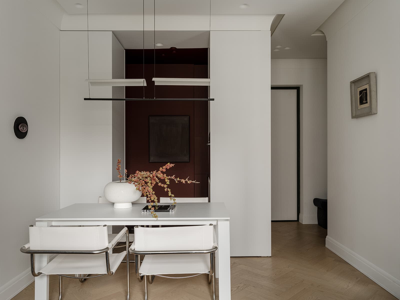 petite cuisine terracotta et salle à manger deux-pièces 35m2 décoration design