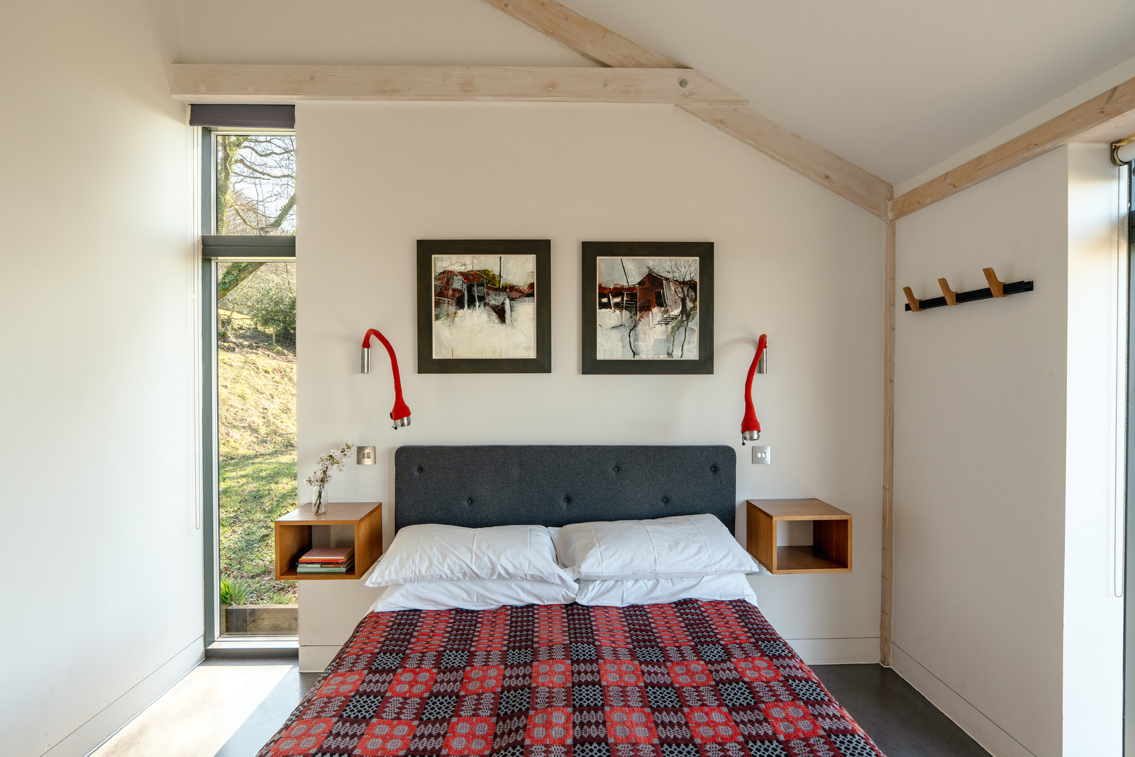 bedroom minimalist decor concrete floor Welsh home