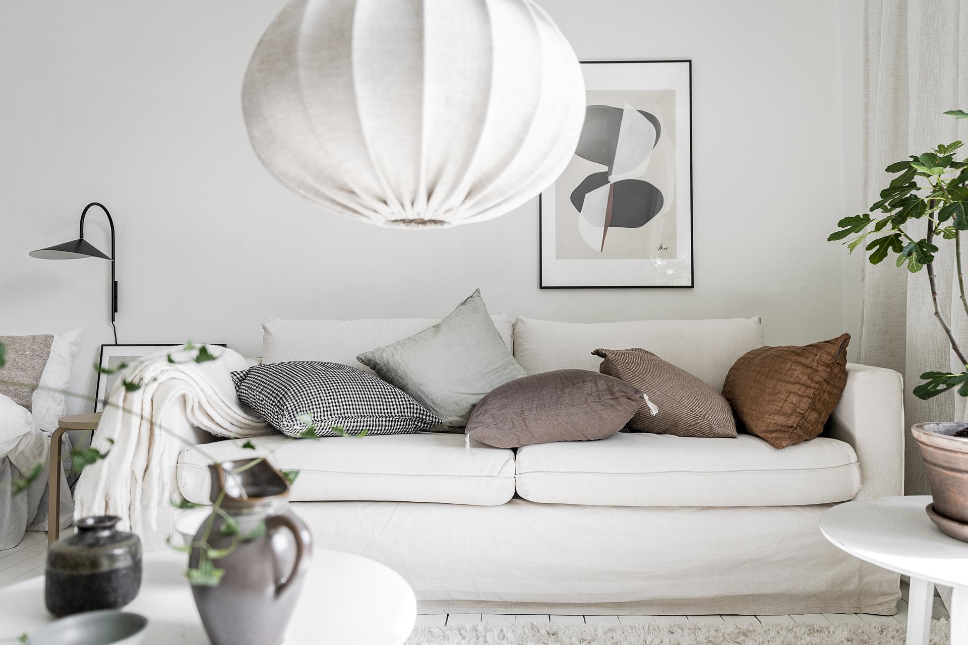living room with bed 32sqm studio in white decor