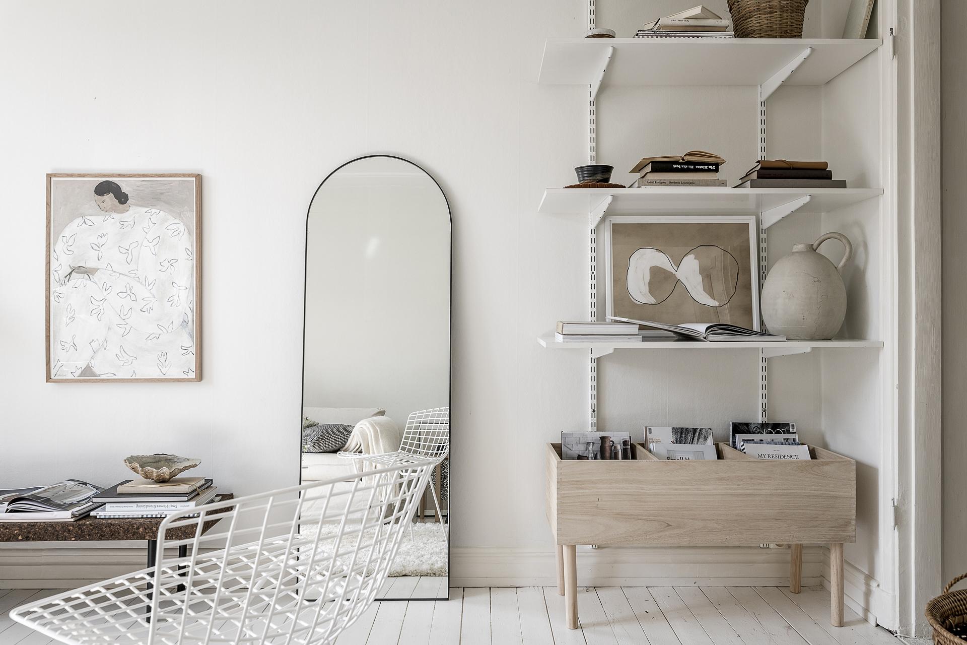 living room 32sqm studio in white decor scandinavian style