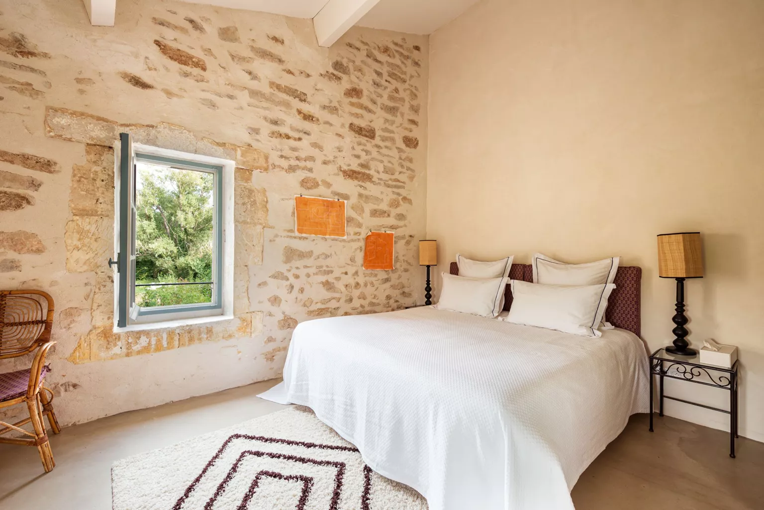 attic bedroom with beams stone farmhouse in Provence attic bedroom with beams stone farmhouse in Provence