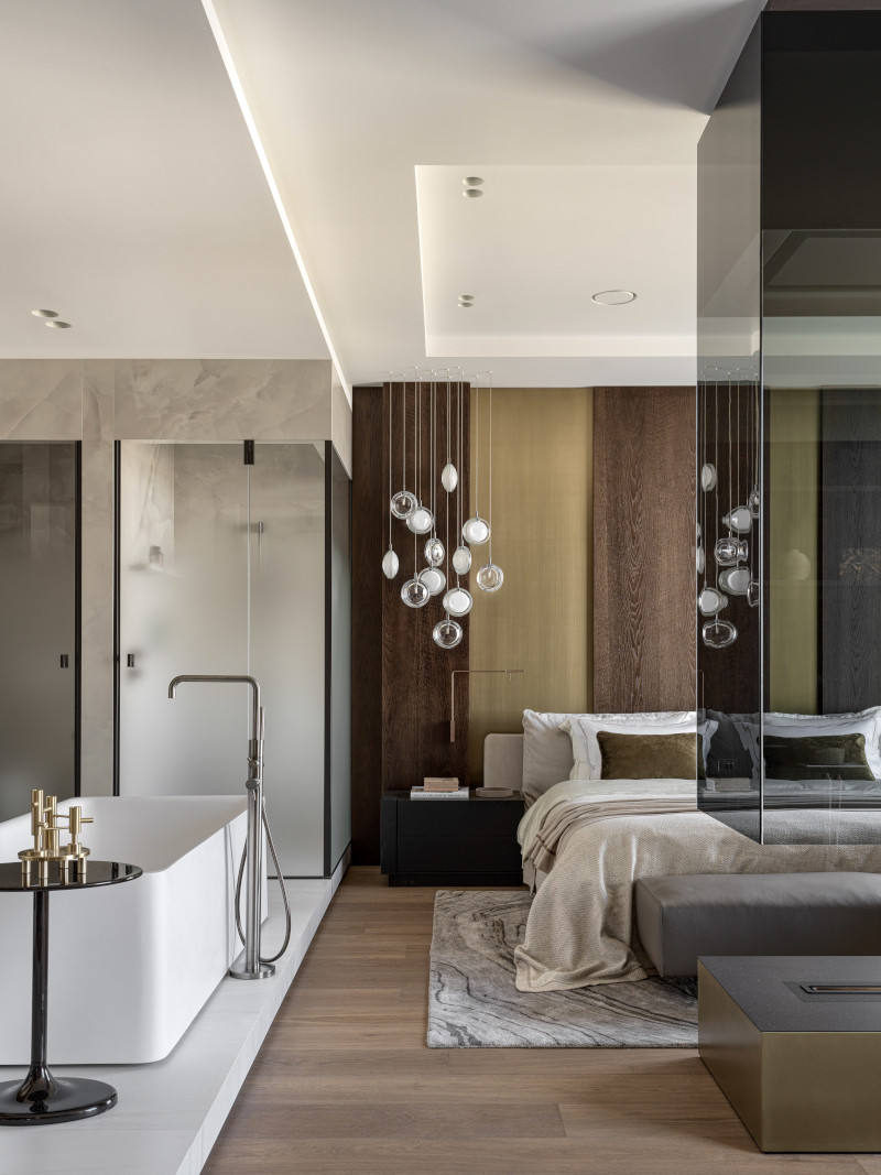 chambre avec salle de bain ouverte design