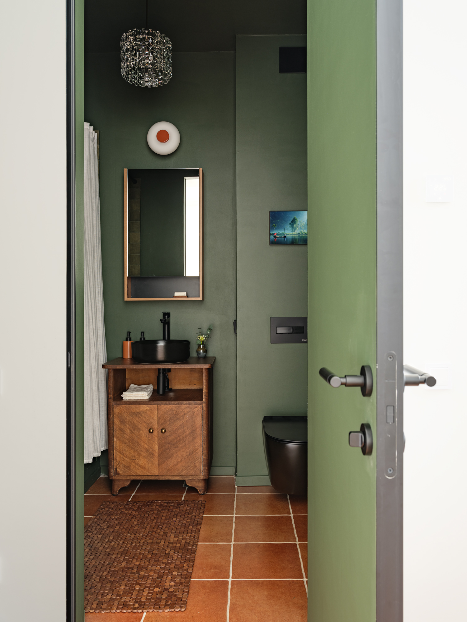 salle de bain verte style vintage
