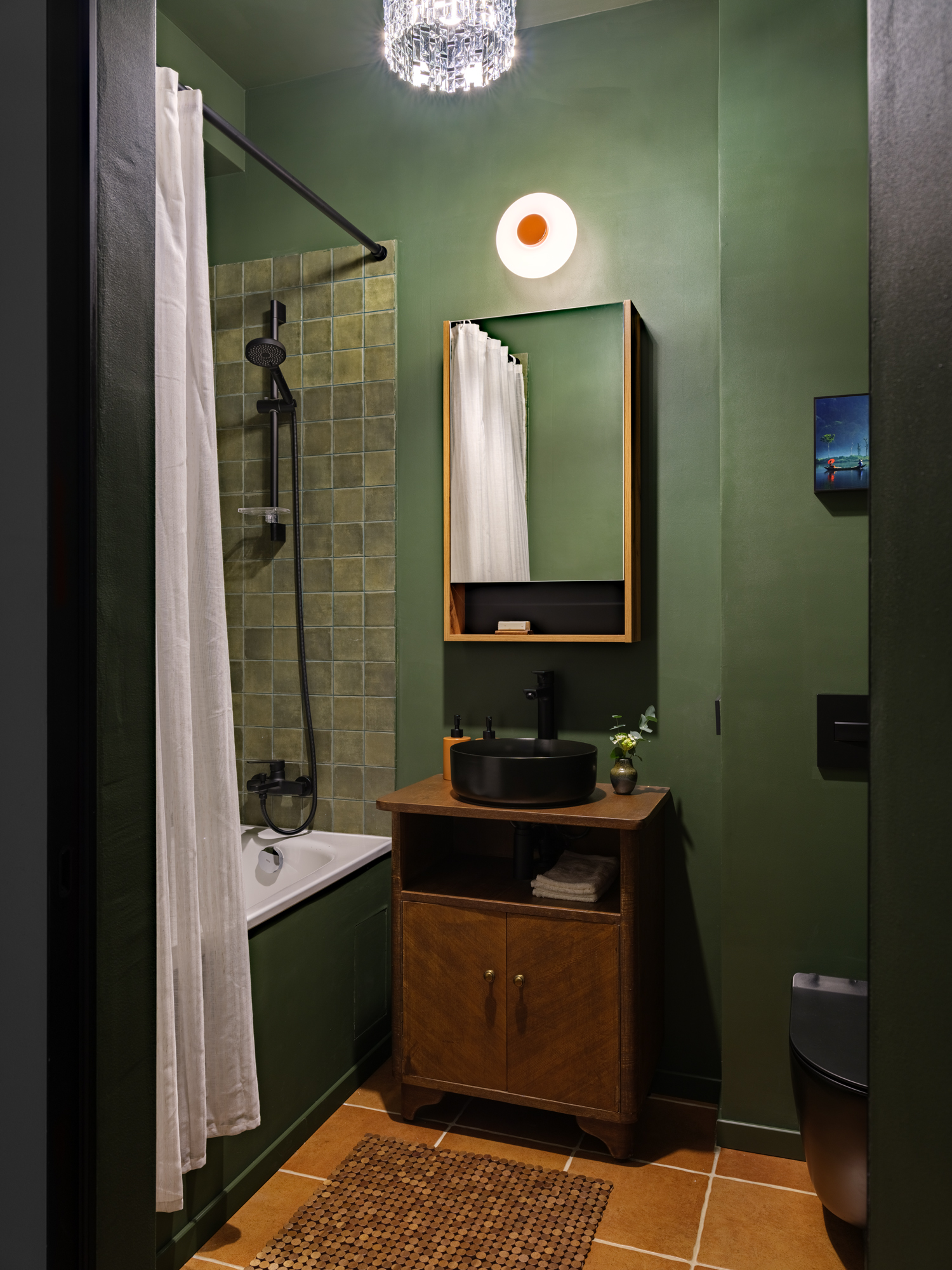 salle de bain verte style vintage