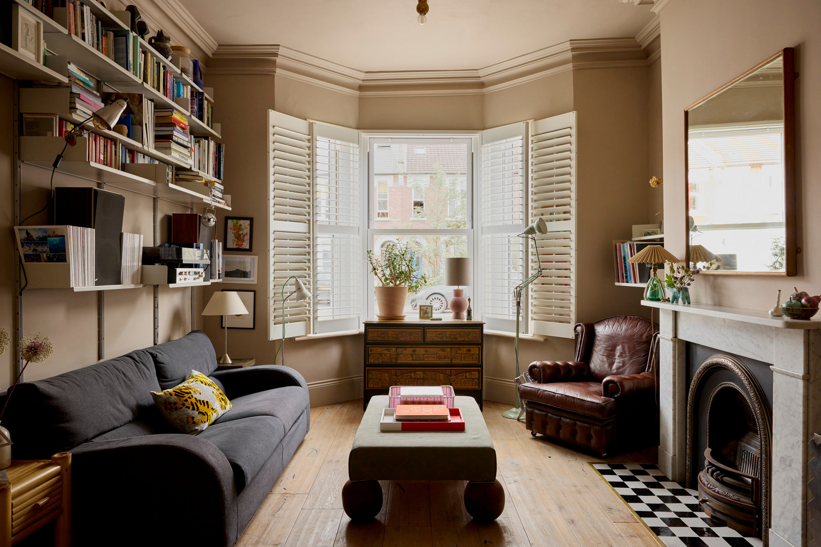 living room with period fireplace