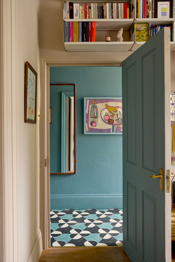 hallway with cement tiles
