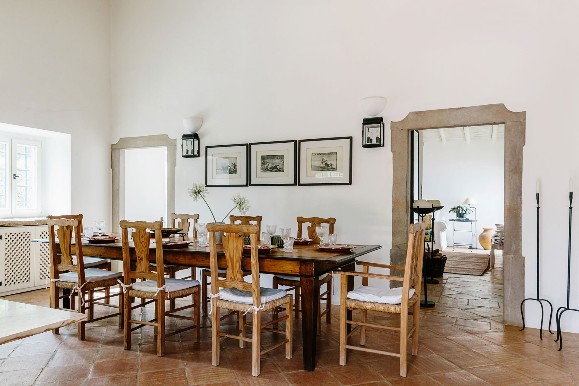 dining room Portuguese country house with pool rustic chic decor Monte da Palmeira