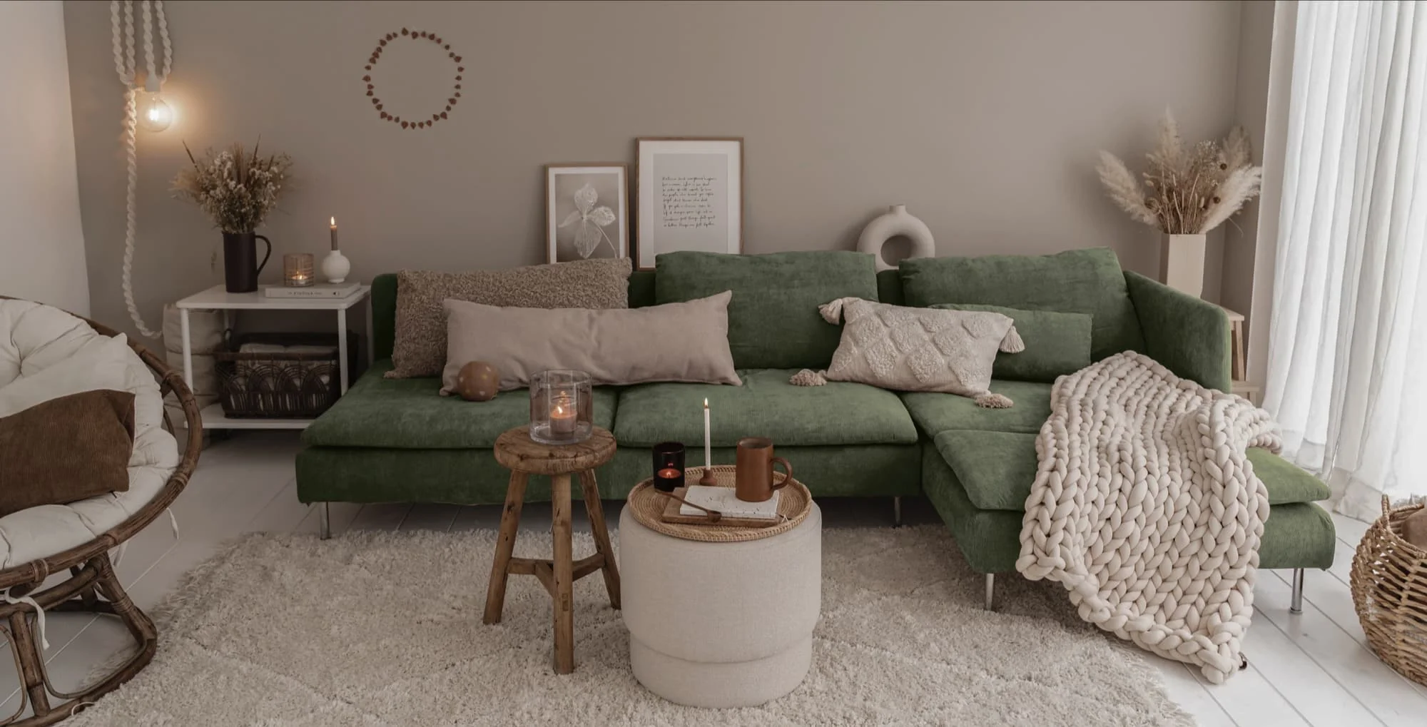 salon avec nouvelle housse de canapé IKEA Norsemaison
