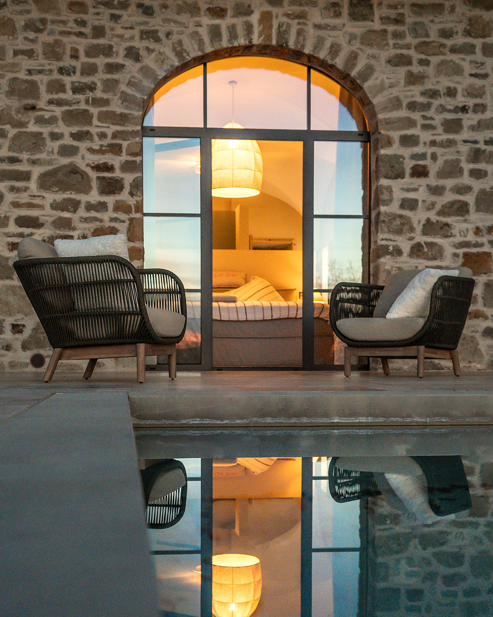 stone house with arched window La Torre Umbria