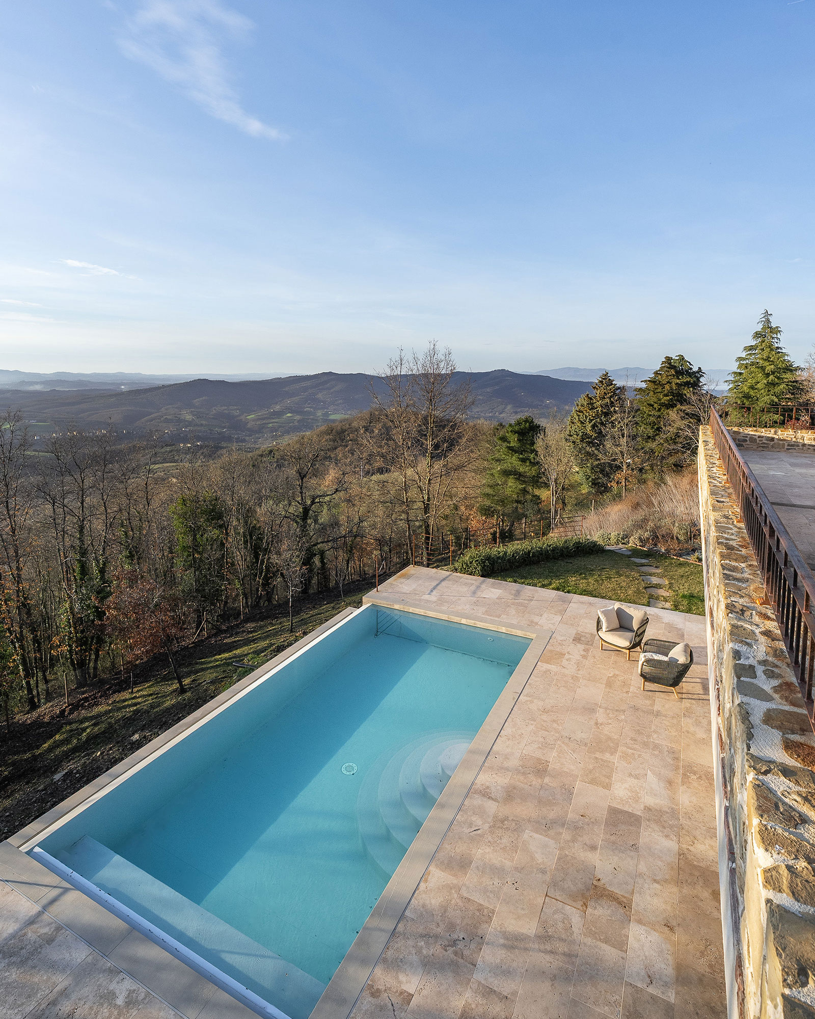 terrace with pool in Italy stone house La Torre Umbria