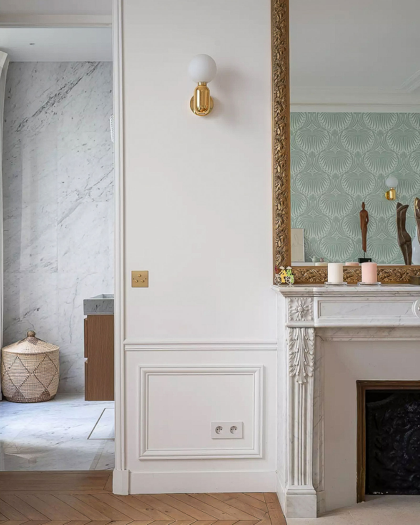 salle de bain et chambre décoration contemporaine appartement haussmannien avec une grande terrasse