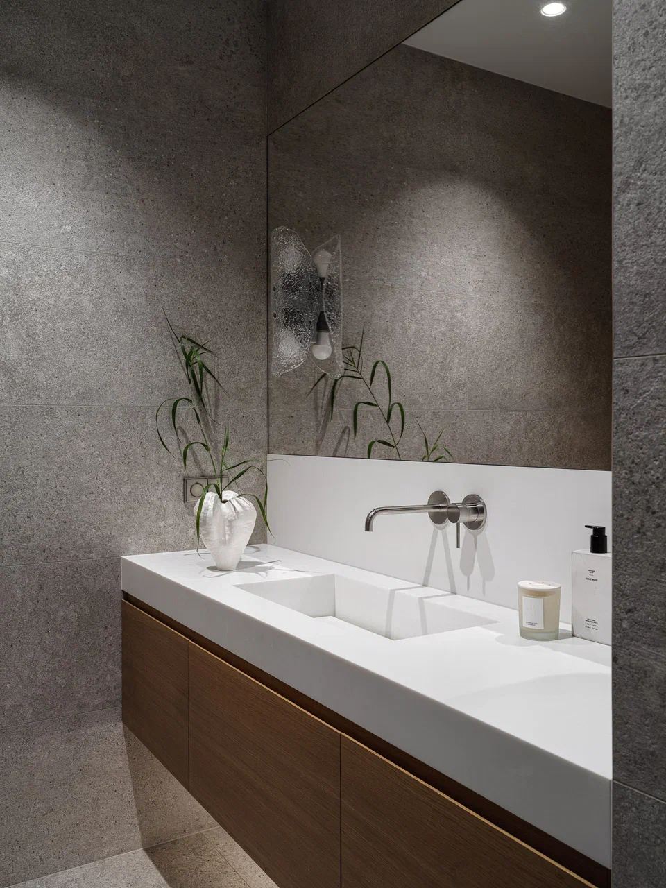 grey and wood modern bathroom grey and wood modern bathroom
