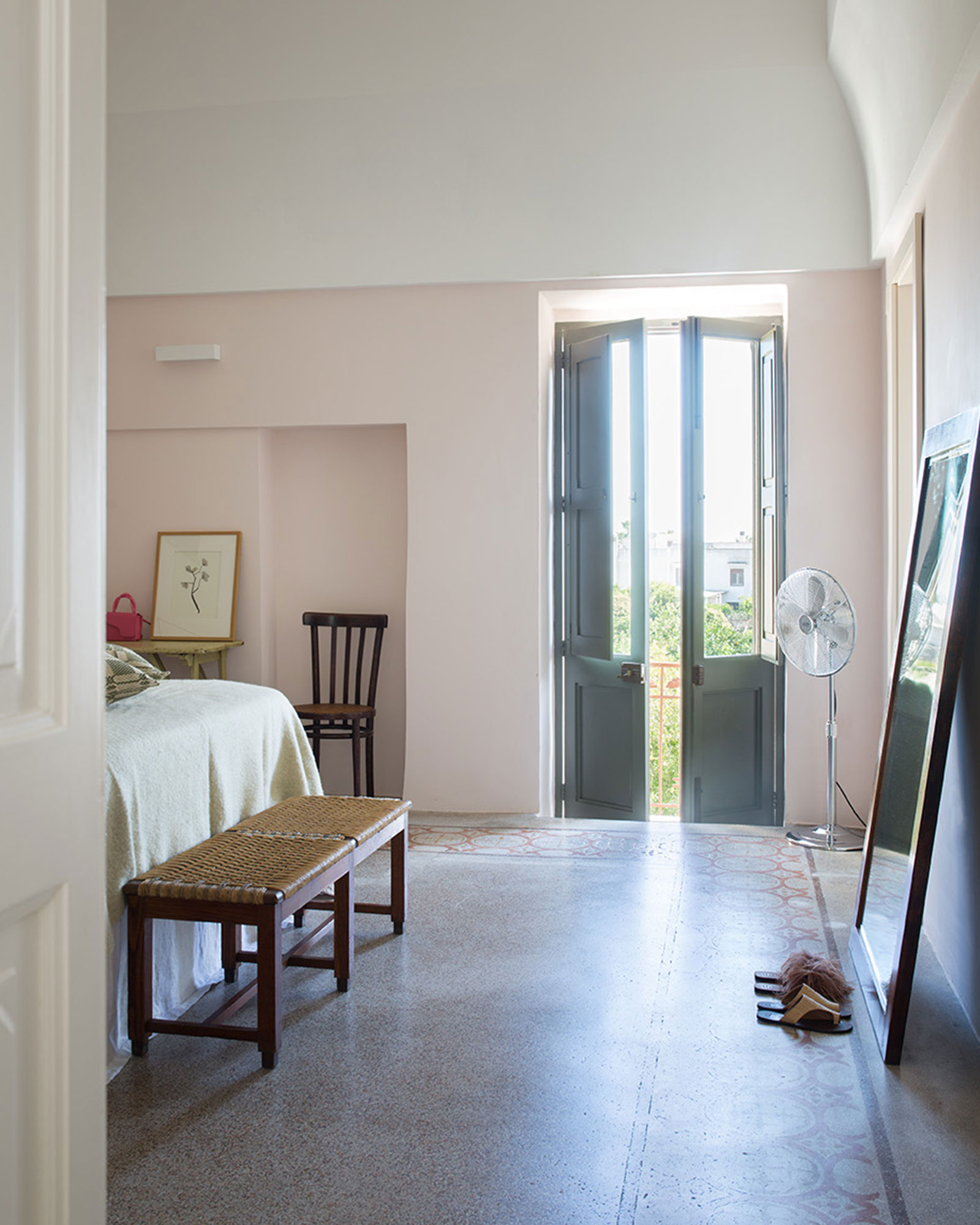 bedroom with arches period floor rustic chic decor