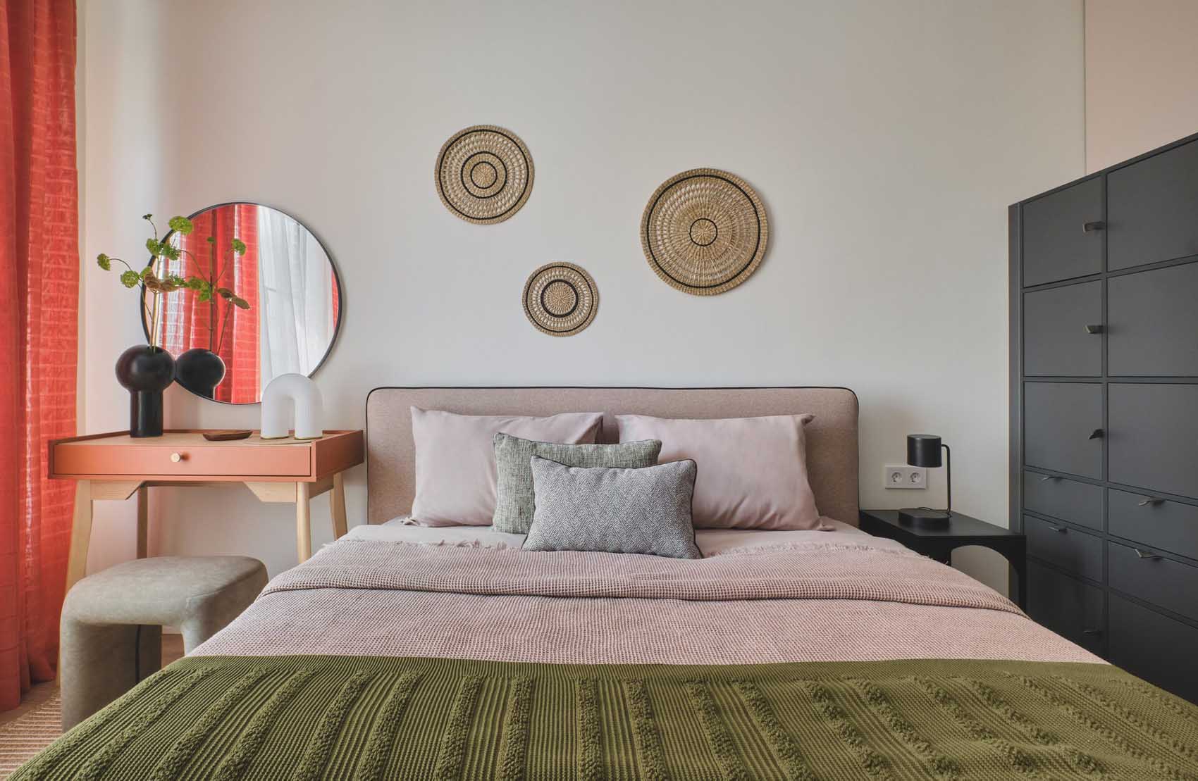 bedroom with vanity contemporary decor 