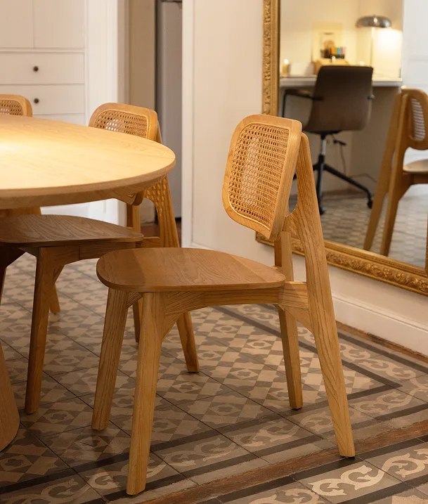 dining room and period cement tiles furnished by Sklum at Elena Cuesta's