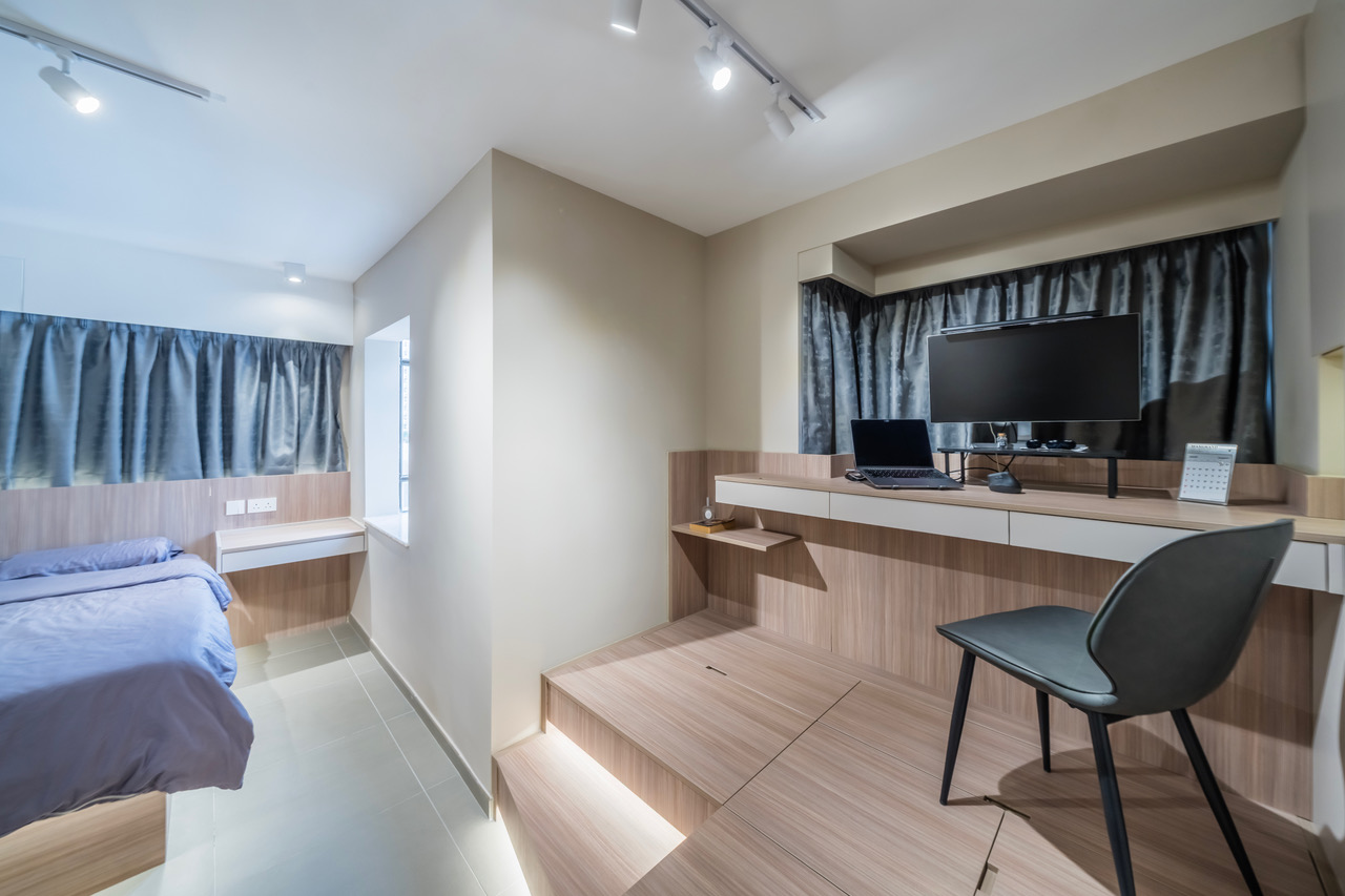 chambre avec espace bureau sur estrade