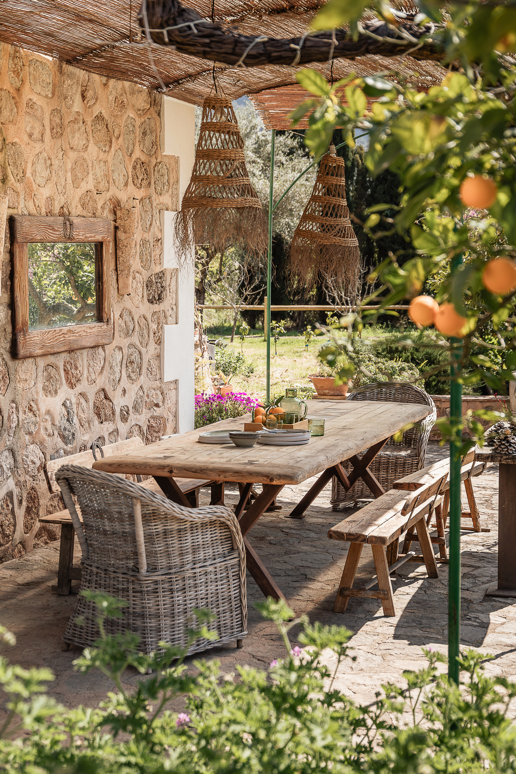 terrace with pergola stone house Mallorca Ses Portes Vermelles Berrow