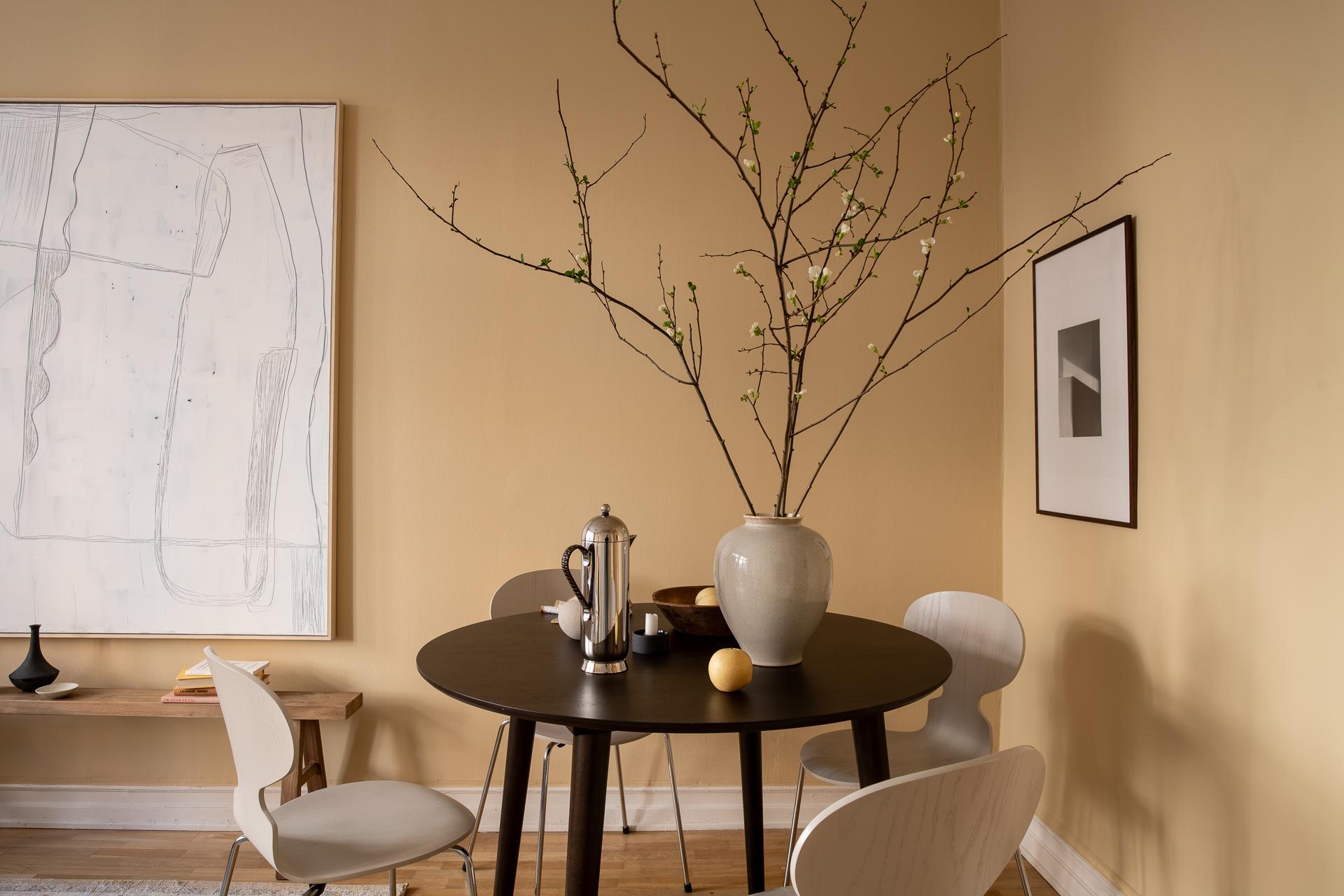living room with walls in light brown shade scandinavian decor 39sqm one-bedroom apartment