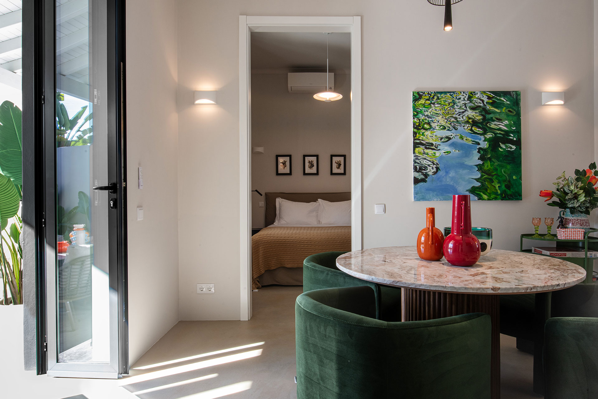 salle à manger et chambre décoration contemporaine Casa Dima Algarve