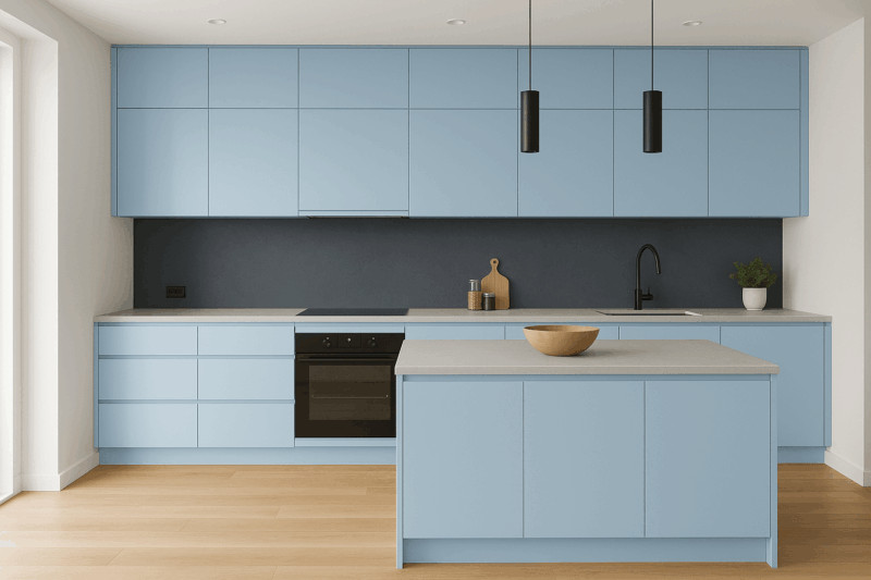 cuisine relookée bleue avec façades Cuisina9 cuisine relookée bleue avec façades Cuisina9