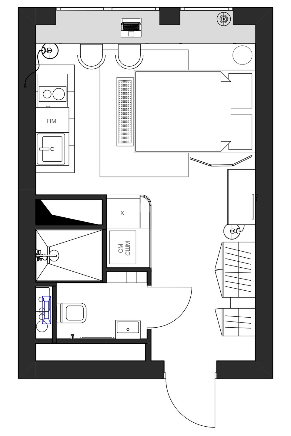 plan studio 21m2 avec cuisine cachée plan studio 21m2 avec cuisine cachée