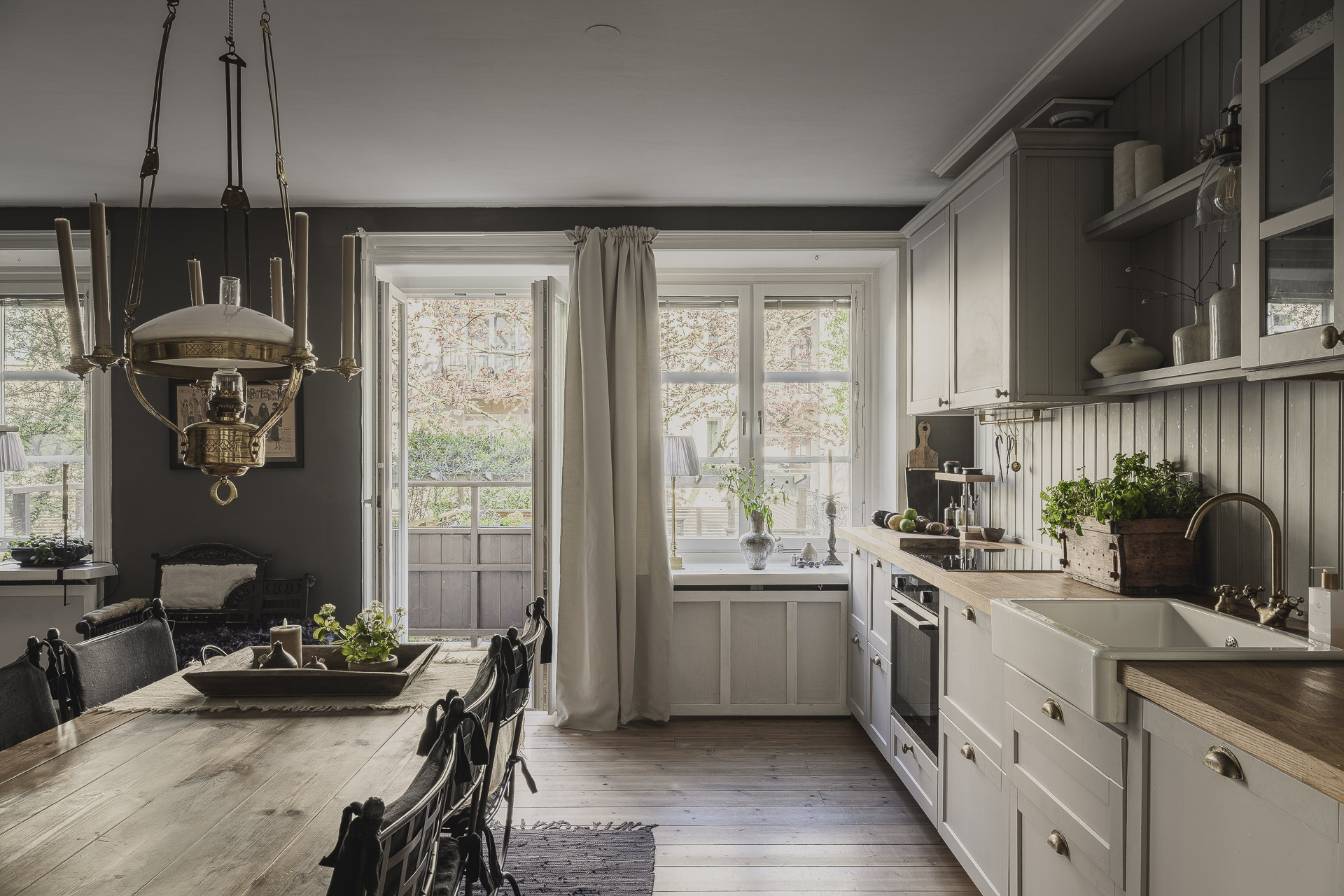 cuisine style campagne avec salle à manger décoration scandinave