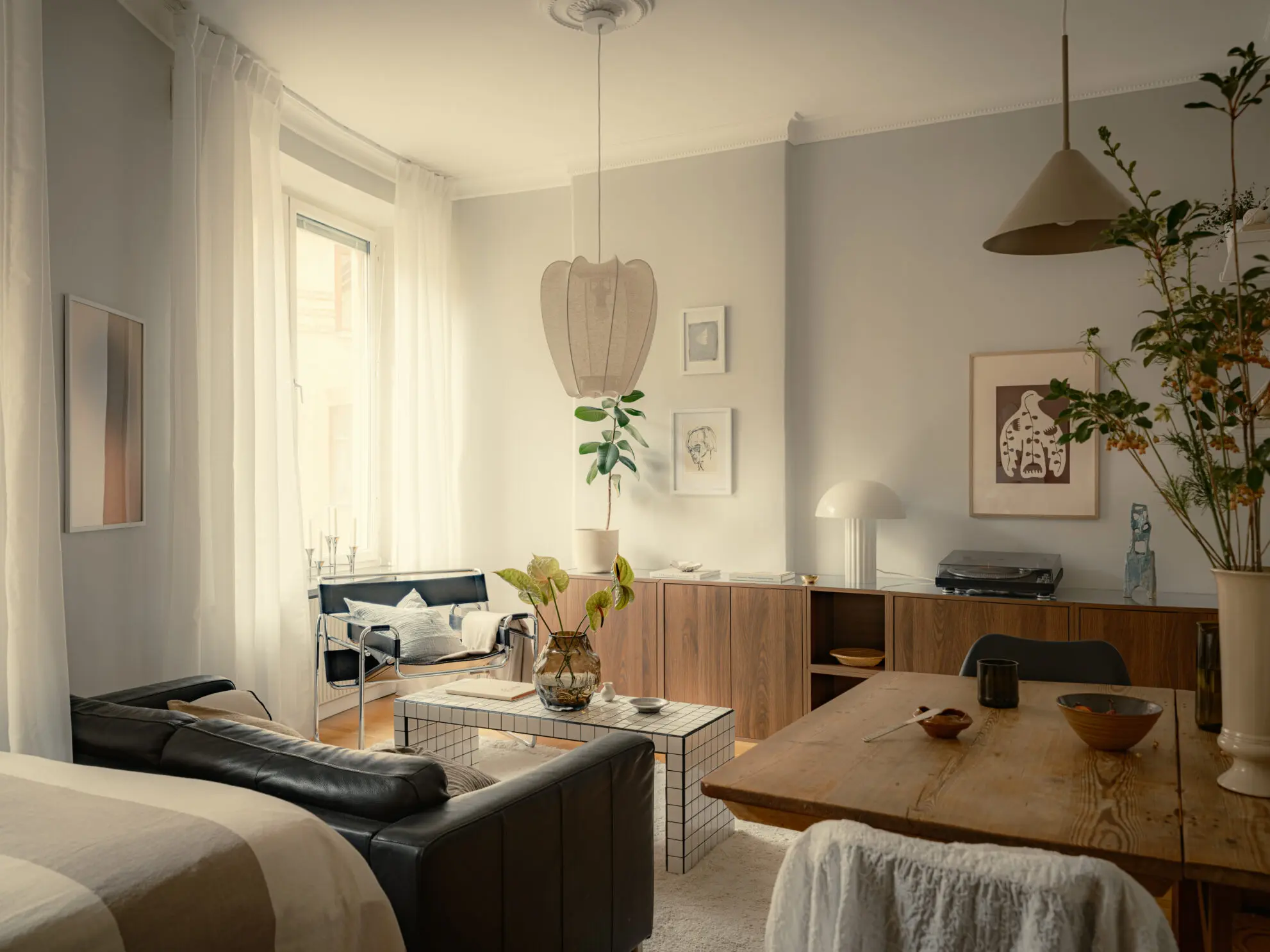 salon et chambre décoration scandinave studio 35m2