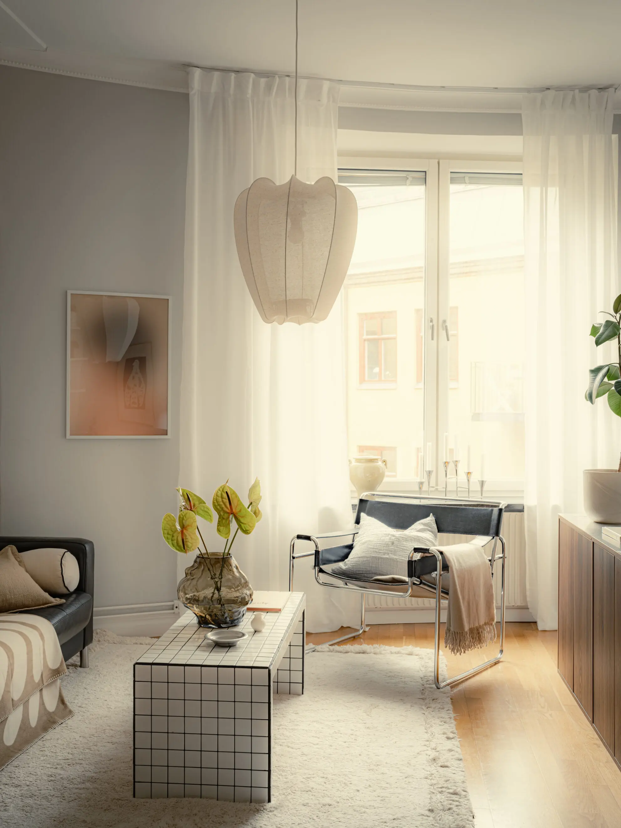 zone salon décoration scandinave studio 35m2