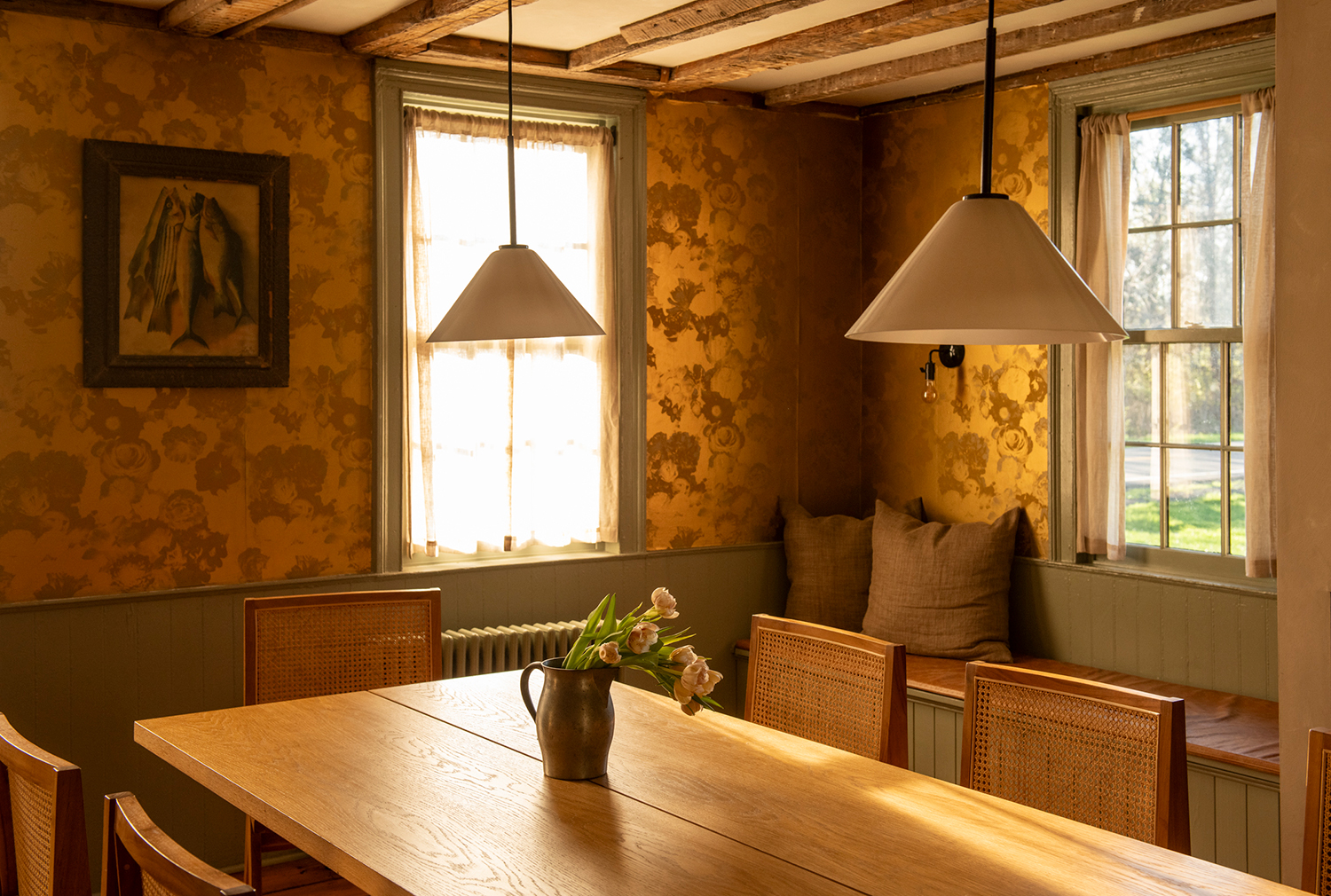 salle à manger avec papier-peint vintage maison de la vallée de l salle à manger avec papier-peint vintage maison de la vallée de l'Hudson Garrett Stickles House