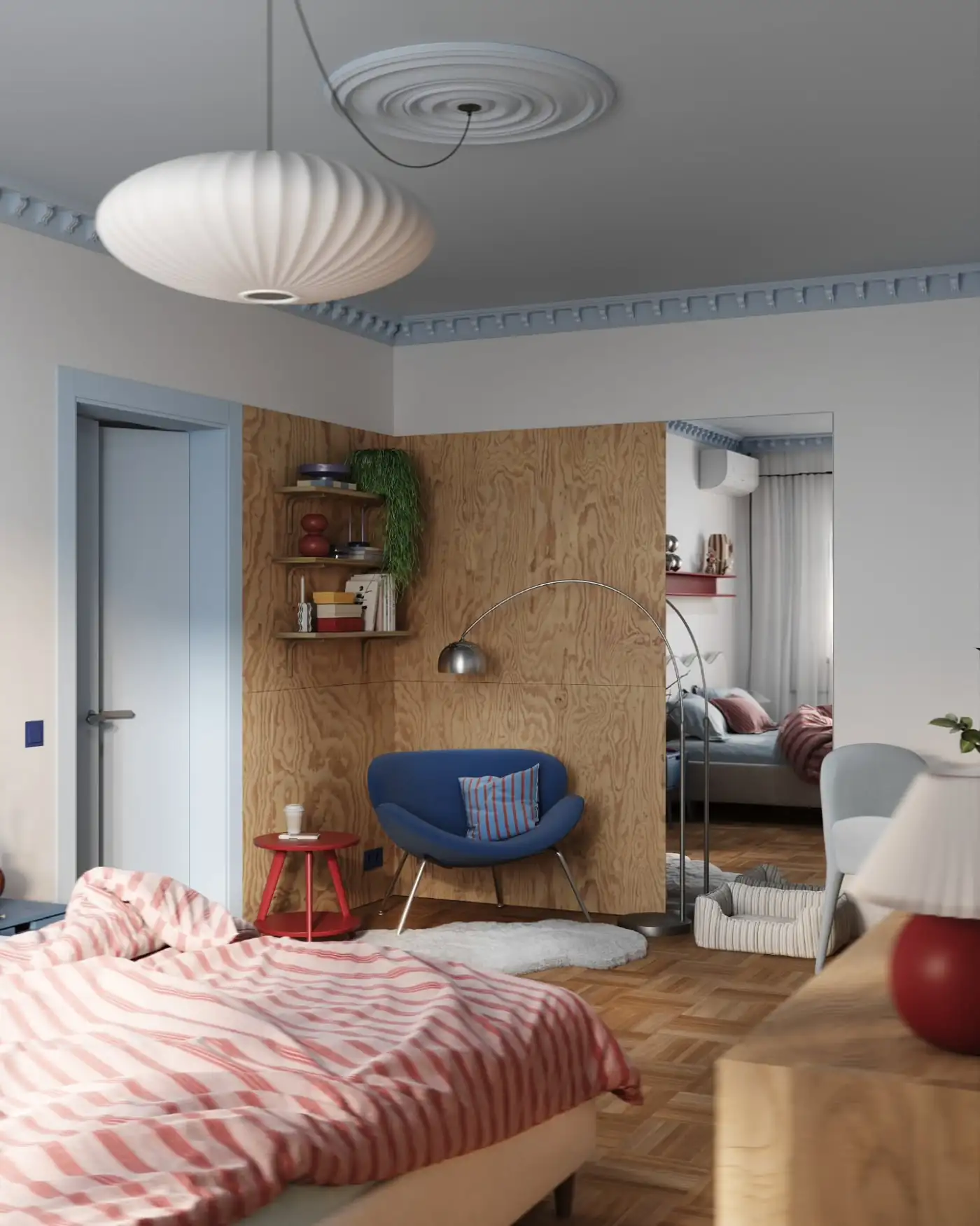 salon et chambre avec moulures studio optimisé de 38m2 salon et chambre avec moulures studio optimisé de 38m2