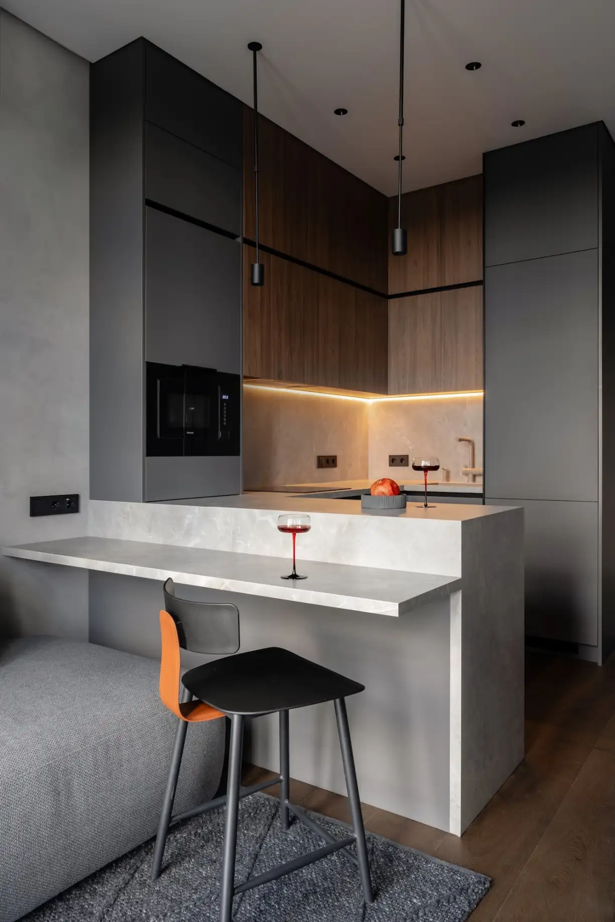 cuisine ouverte décoration design grise studio 30m2 cuisine ouverte décoration design grise studio 30m2