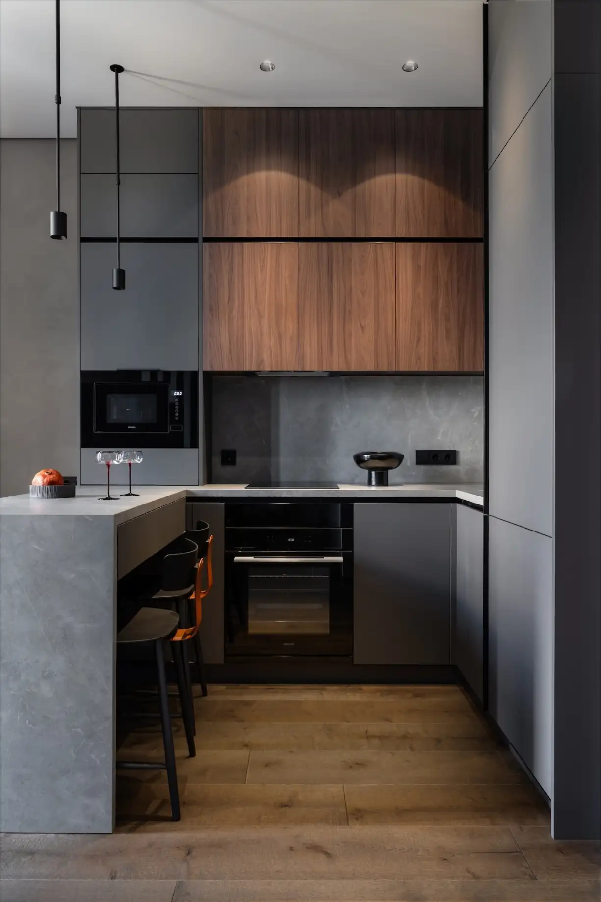 cuisine ouverte décoration design grise studio 30m2 cuisine ouverte décoration design grise studio 30m2