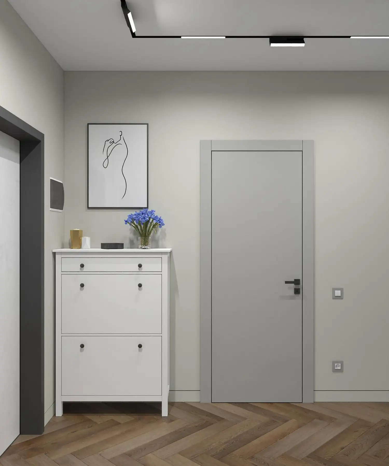 entrée avec meuble à chaussures IKEA
