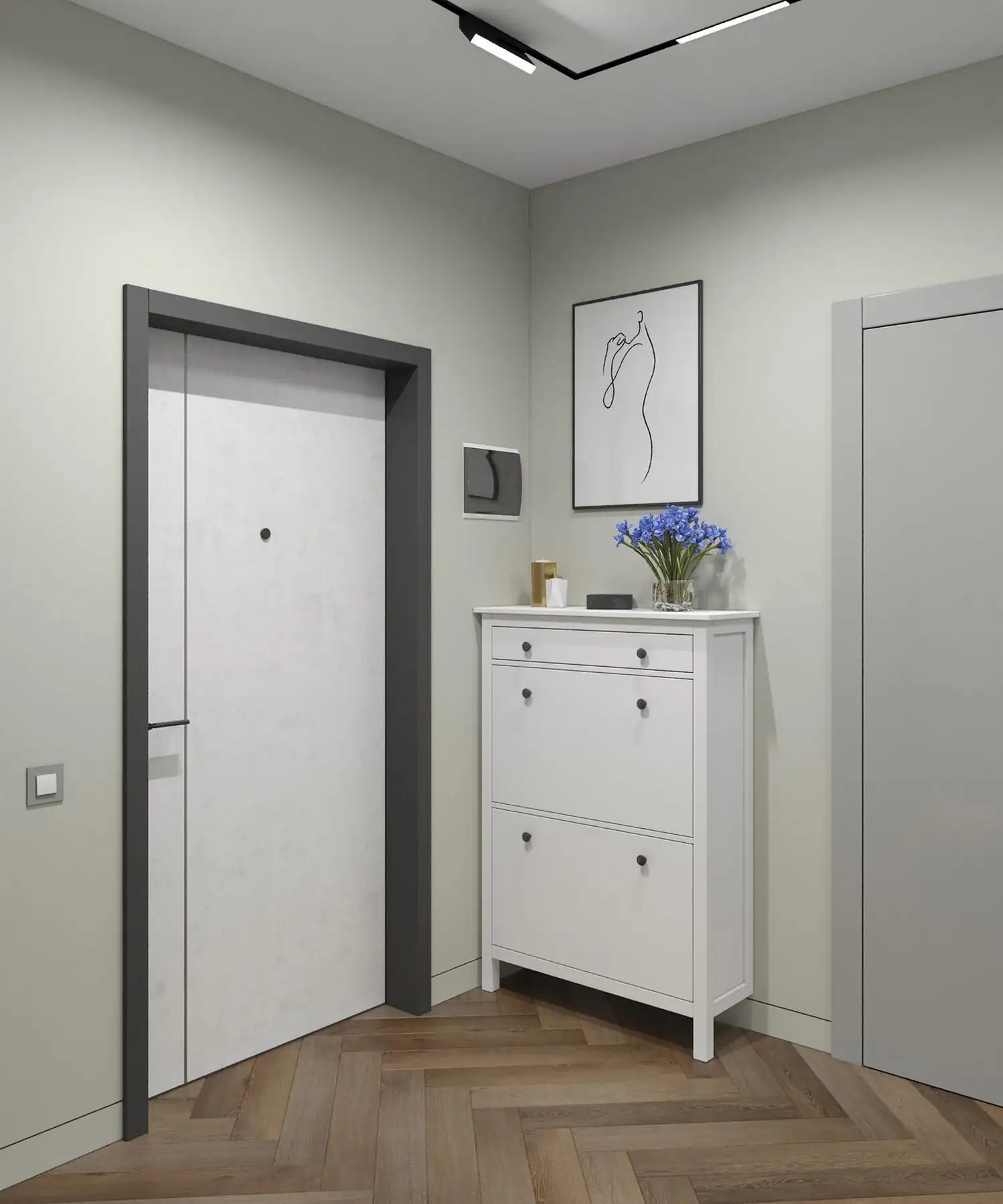 entrée avec meuble à chaussures IKEA