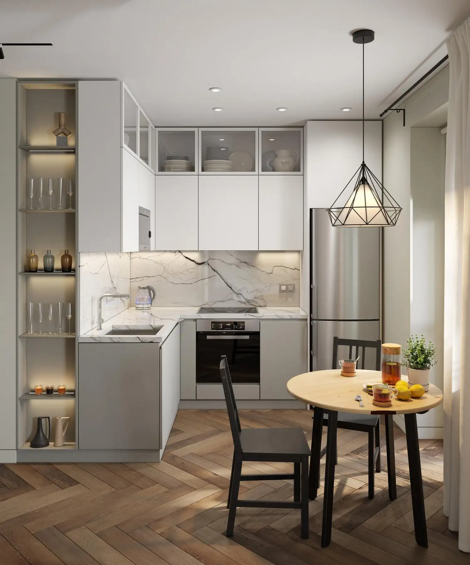 cuisine blanche en U ouverte