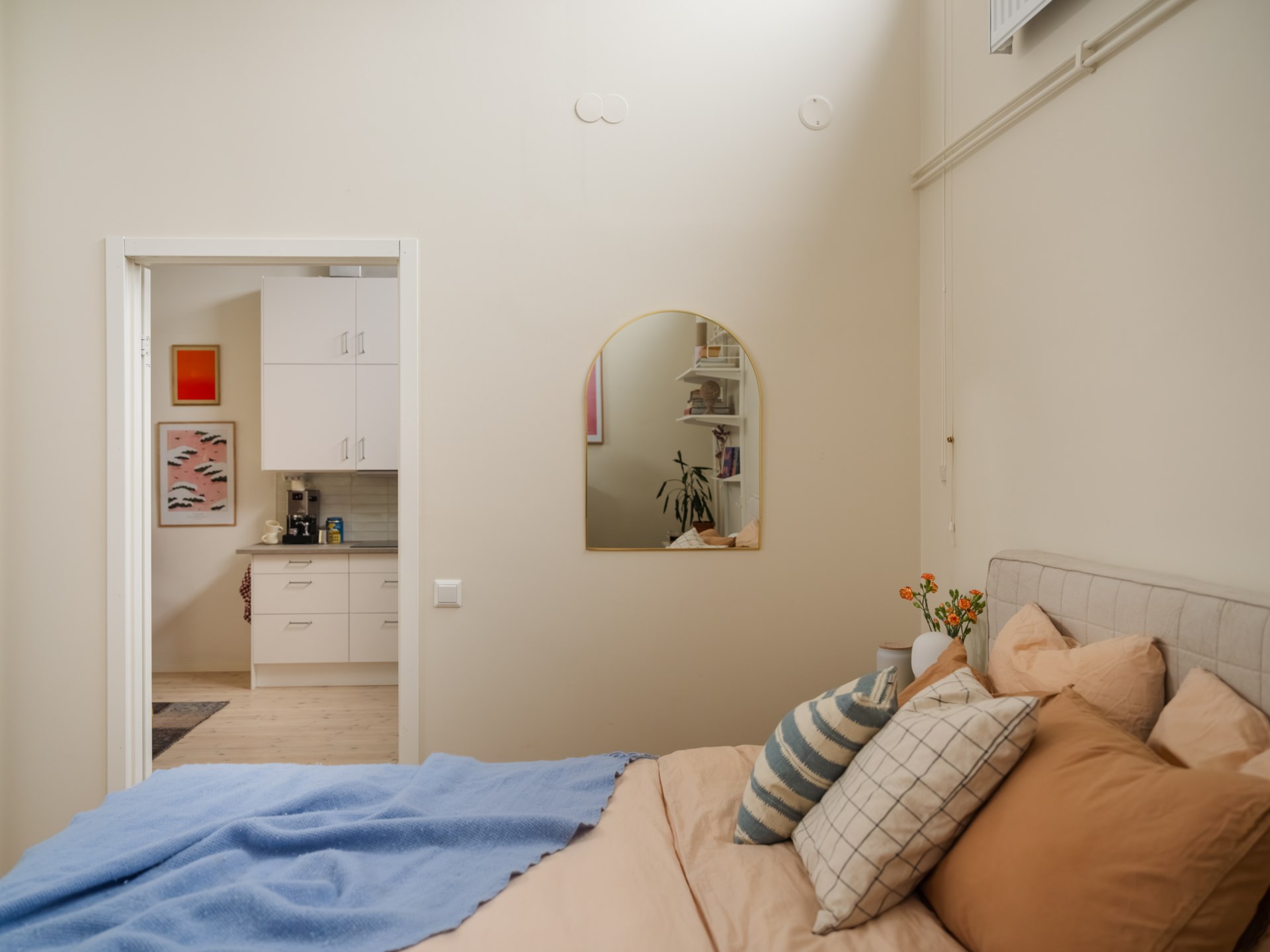 chambre décoration vintage scandinave dans maison de ville 72m2