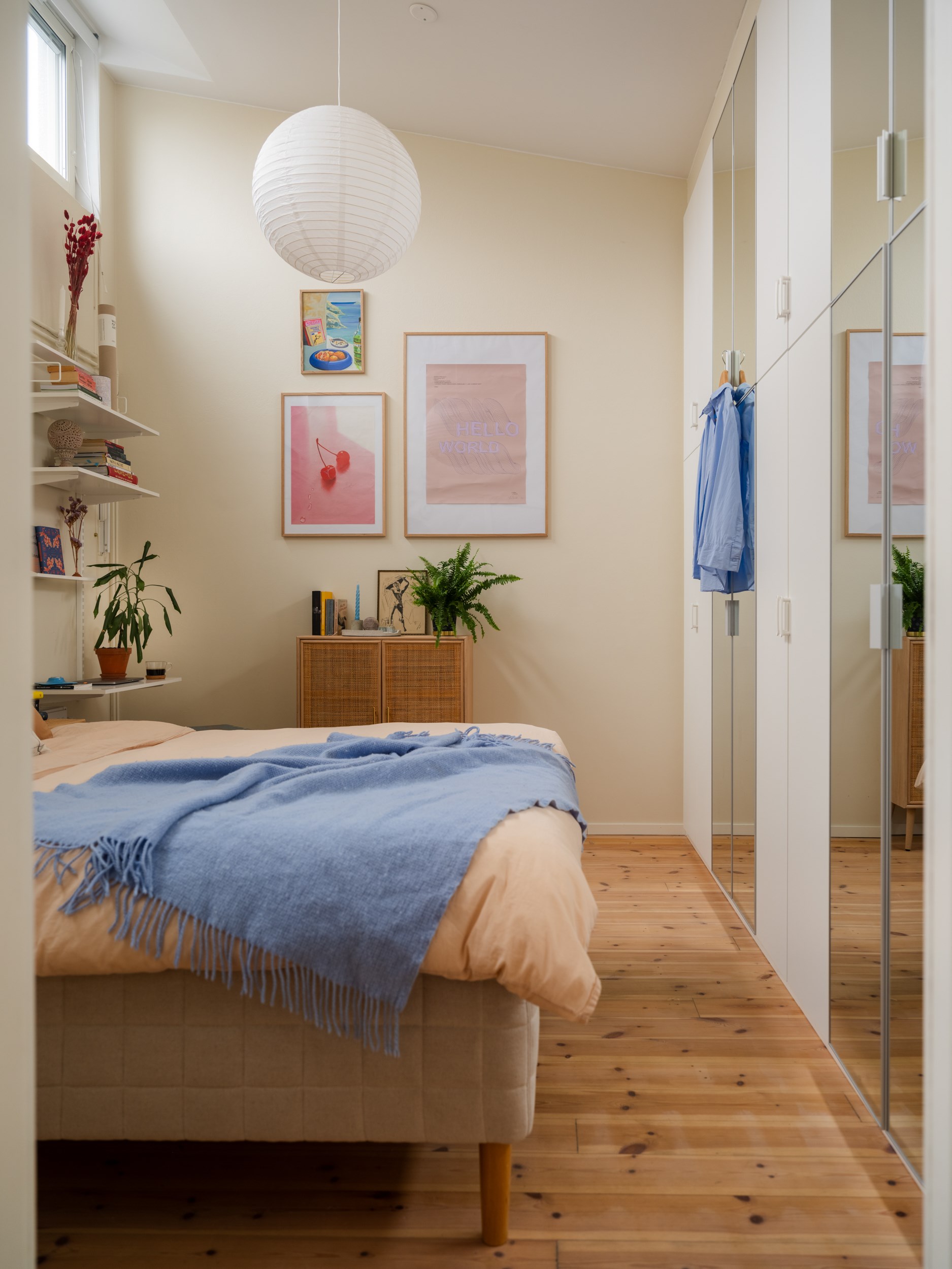 chambre décoration vintage scandinave dans maison de ville 72m2