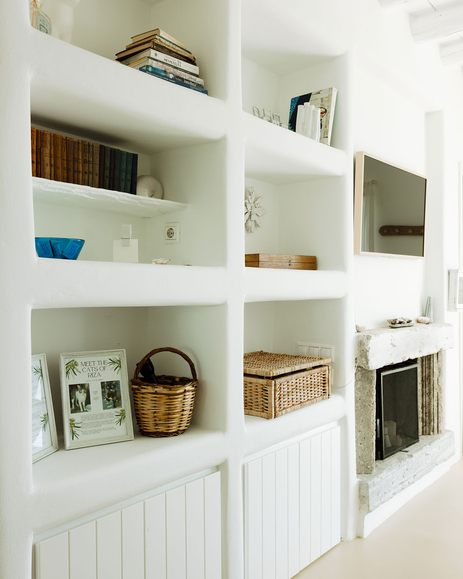 bookshelve Villa Rizza island of Andros Greece 