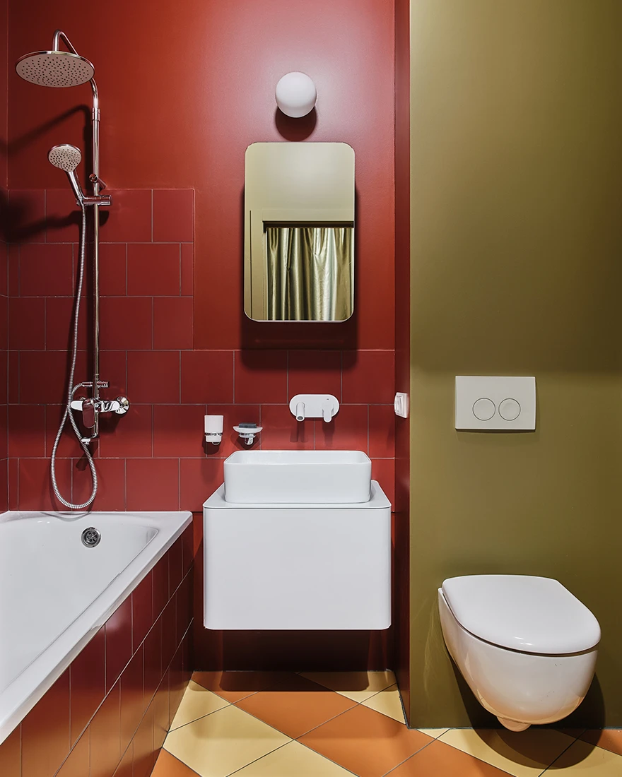 salle de bain appartement 40m2 décoration contemporaine colorée