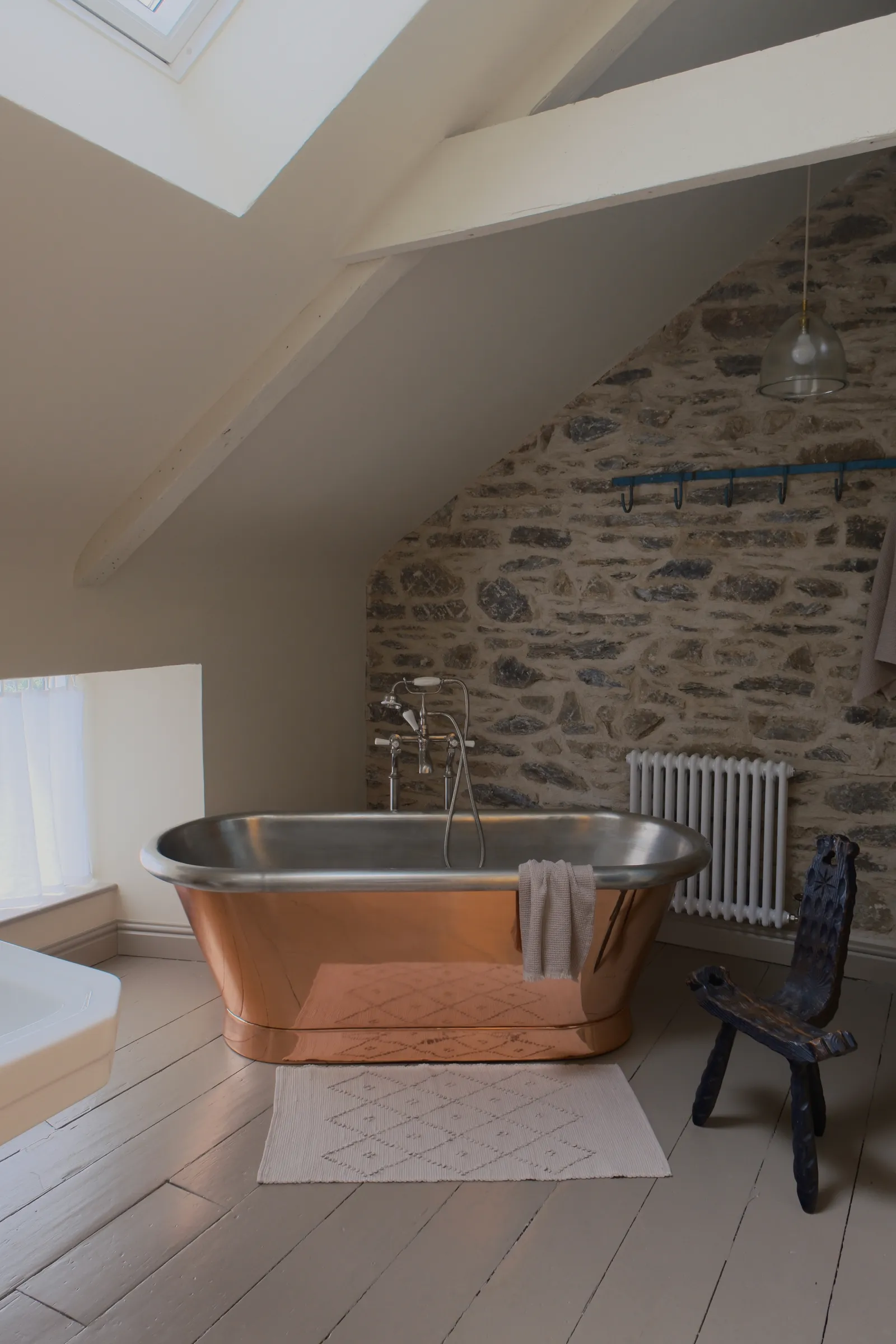 salle de bain baignoire en cuivre Pays de Galles Ty Clai